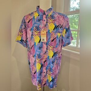 RSVLTS Men's Vibrant Abstract Shirt - Purple, Yellow, and Blue